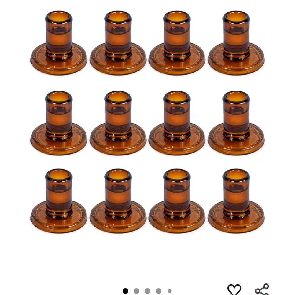 Aglary Dark Amber Glass Taper Candle Holders Set of 6 Vintage Style Centerpiece
